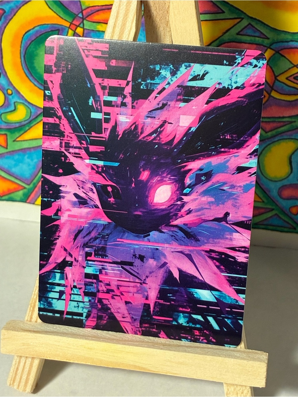 Eevee Pokemon Fan Art Card Neon Glitch Pack 1st Release by Artist Vyu33